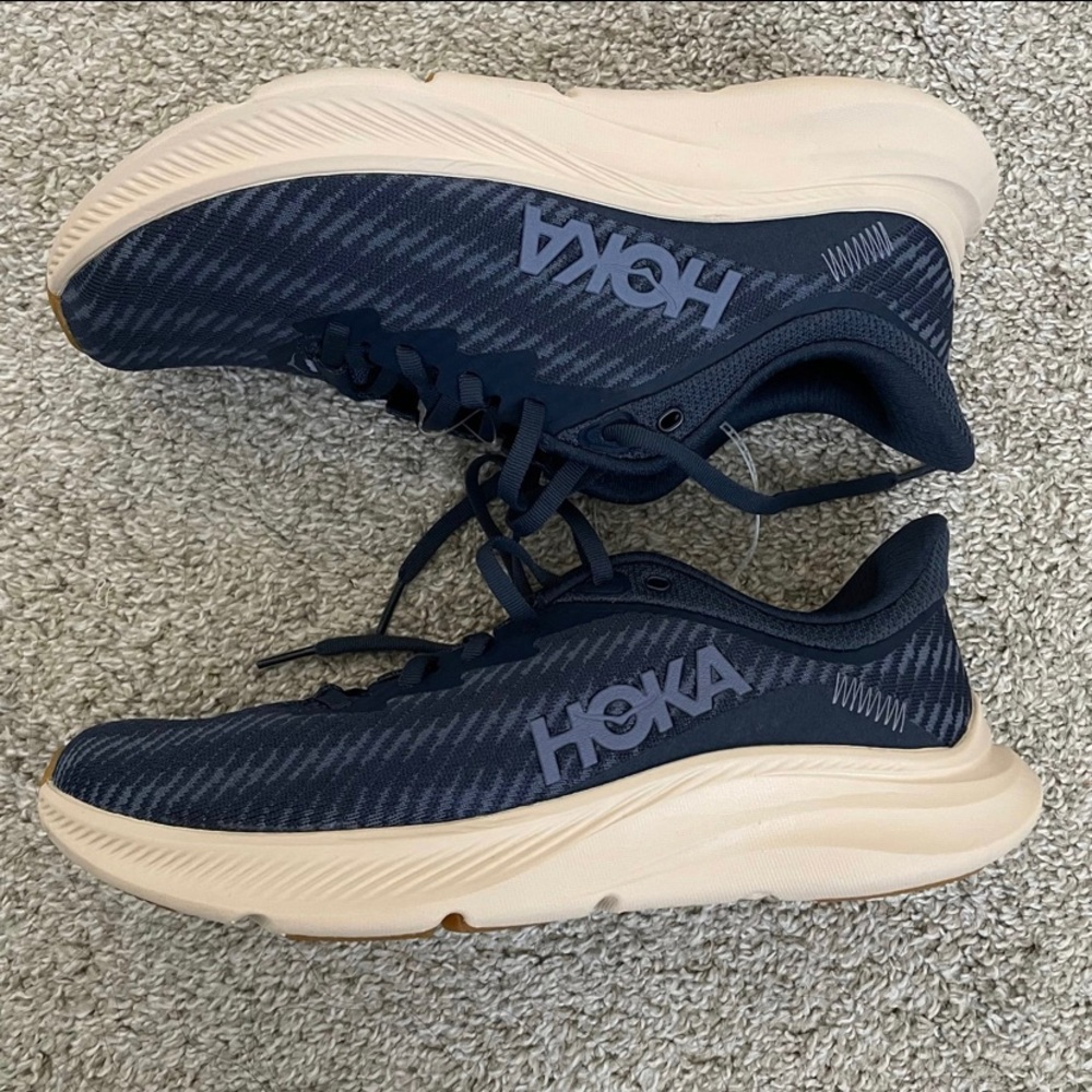 HOKA Men’s Navy Blue Running Shoes with Cream Sole
